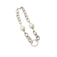 Load image into Gallery viewer, Double Pearl &amp; Crystal Ring Chain Link Bracelet
