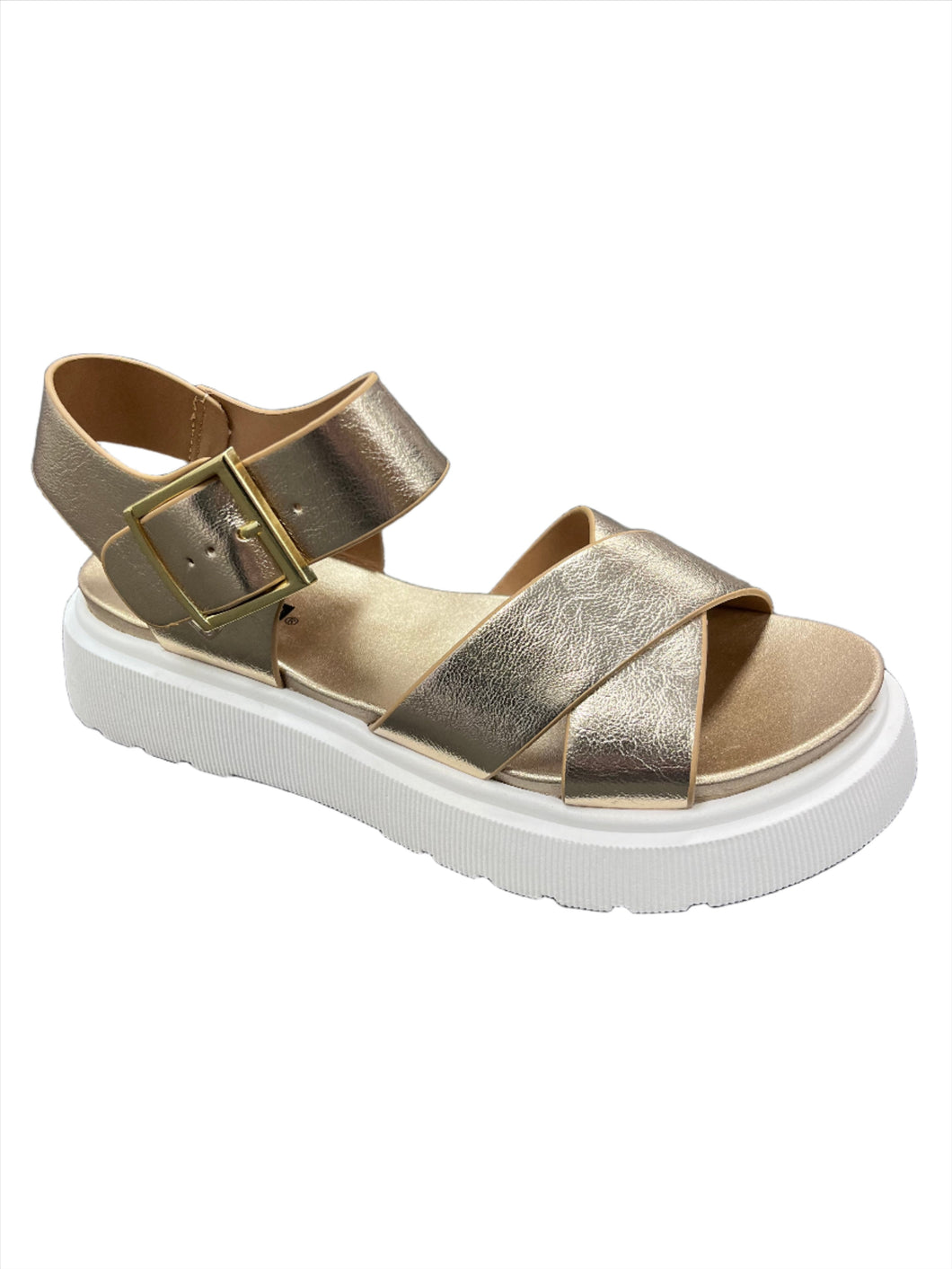 Wrap Around Golden Strap Sandal By Soda