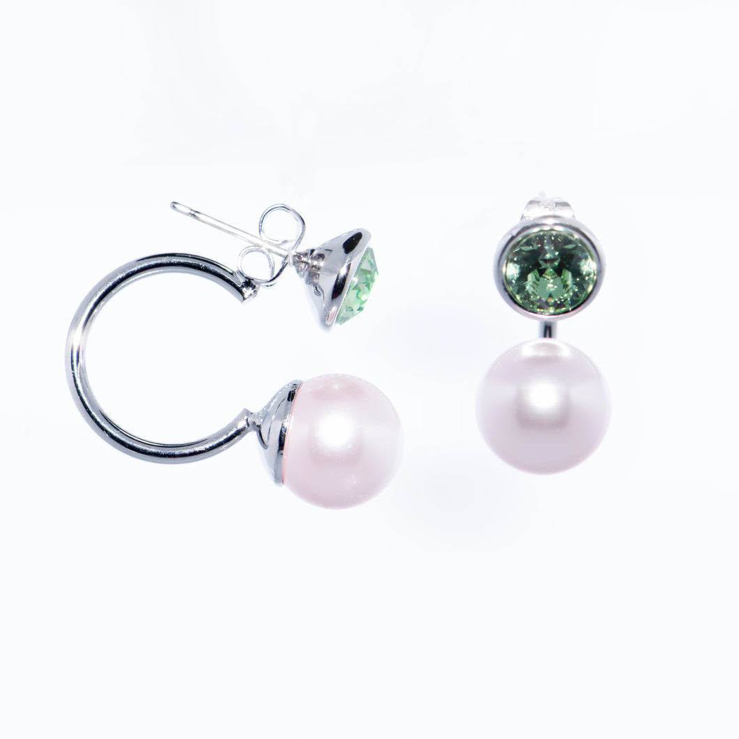 Peek A Boo Pearl Reverse Half Hoop Earrings