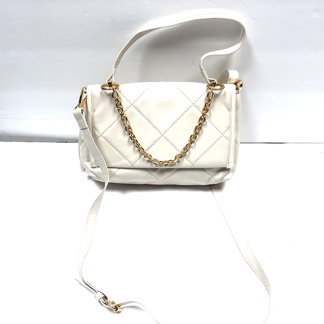 Luxurious White Quilted Crossbody