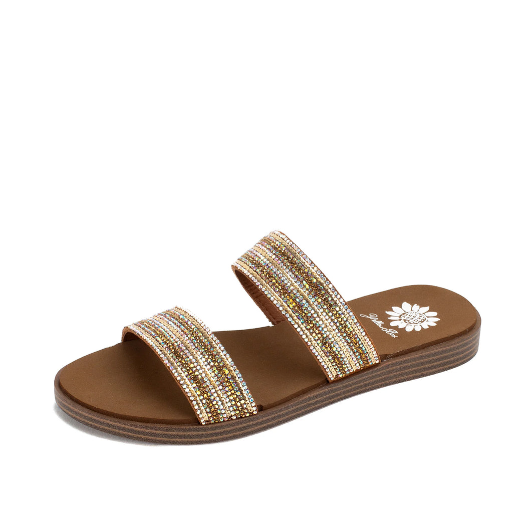 Rhinestone Diva Slide Sandals by Yellow Box