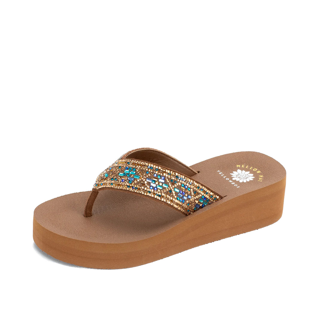 Millionaire's Dream Rhinestone Wedge Flip Flop Sandals by Yellow Box