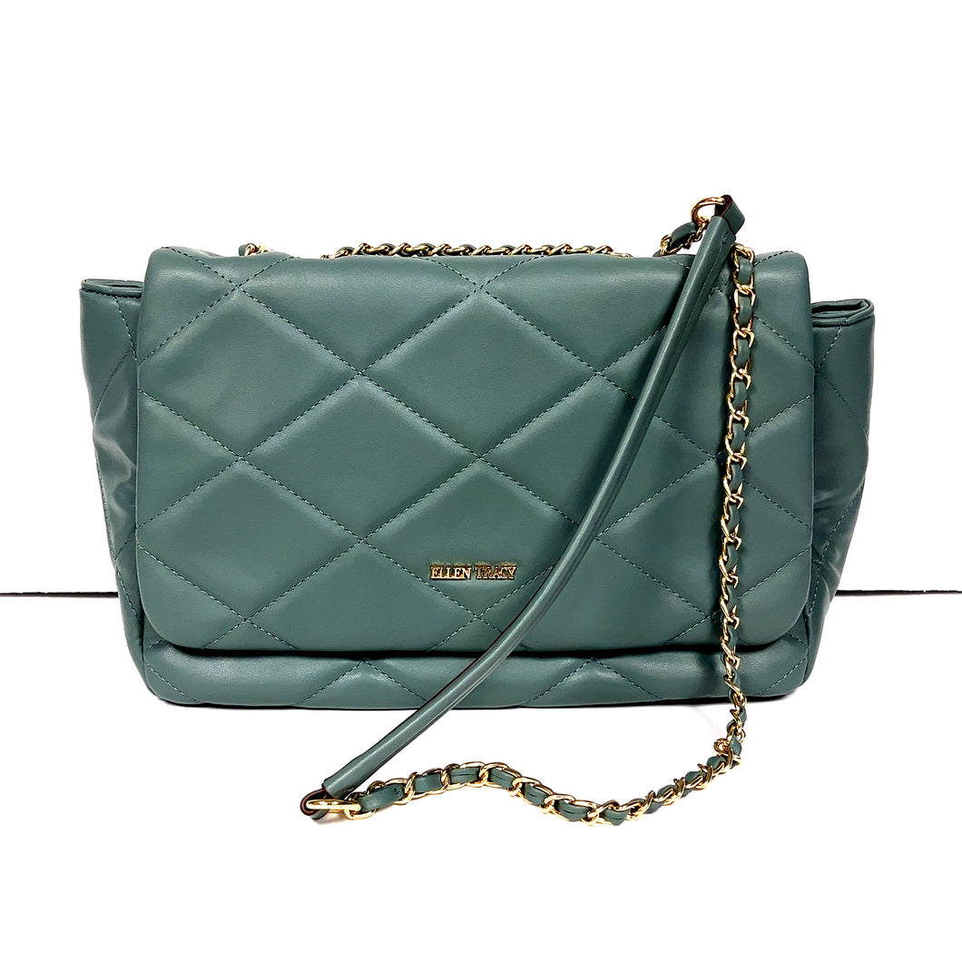 Smooth Diamond Quilted Top Flap Satchel