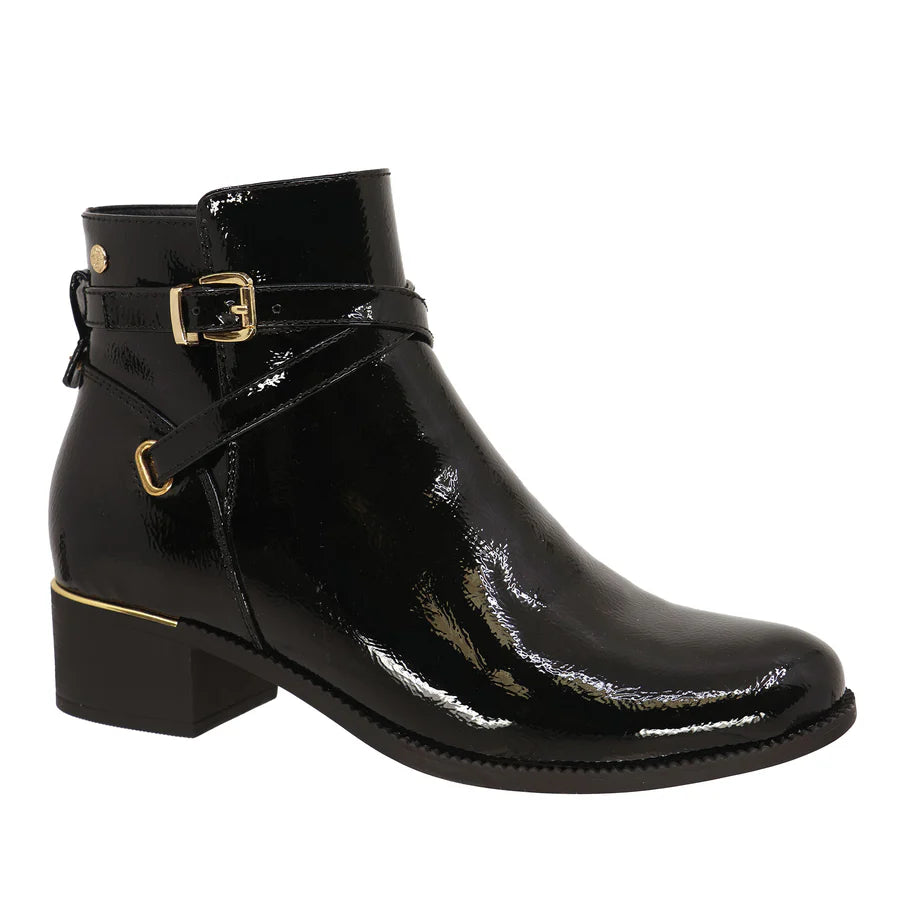 Patent Shine Zipper Short Boot - Becka by Taxi Footwear