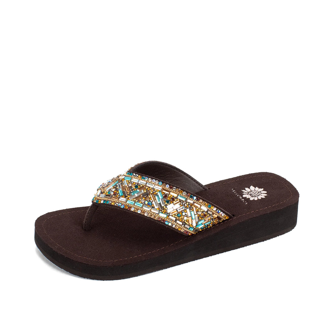 Sparkling Jewels Wedge Flip Flop Sandals by Yellow Box