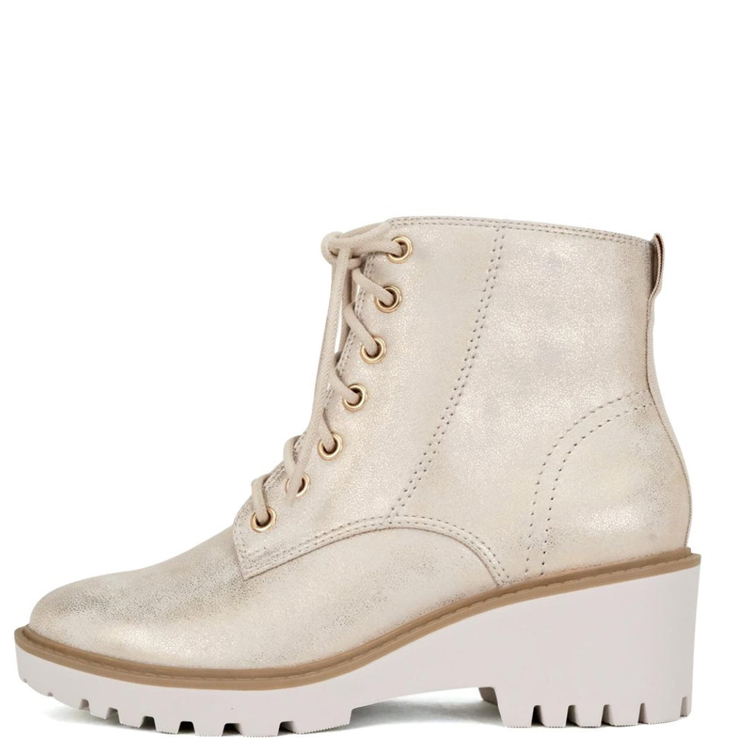 Mining for Gold Lace Up Wedge Short Boots
