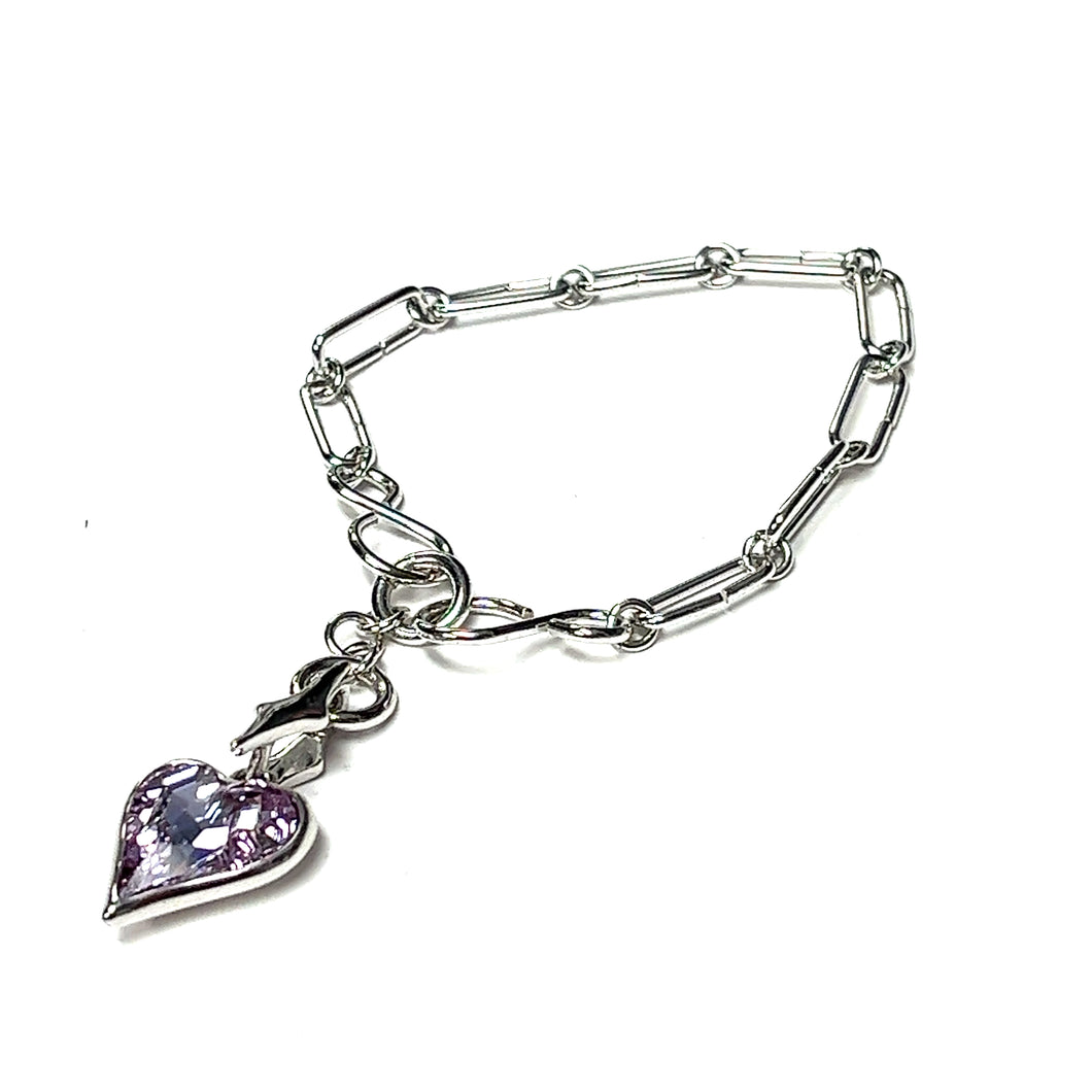 Heart Paper Clip Link Bracelet