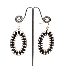 Load image into Gallery viewer, Oval Beaded Dangle Earrings
