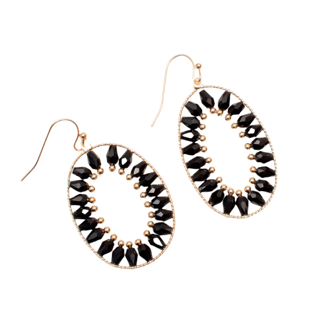 Oval Beaded Dangle Earrings