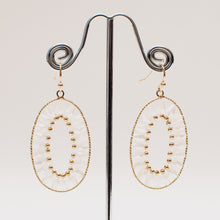 Load image into Gallery viewer, Oval Beaded Dangle Earrings
