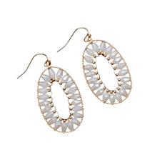 Load image into Gallery viewer, Oval Beaded Dangle Earrings

