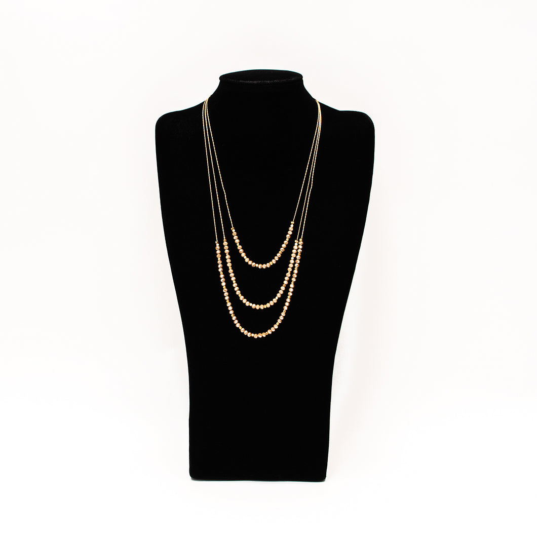 Delicate Triple Layer Faceted Beaded Necklace