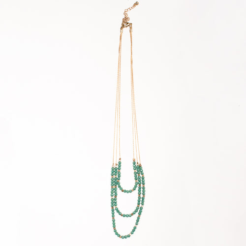 Delicate Triple Layer Faceted Beaded Necklace