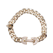 Load image into Gallery viewer, Making A Connection Polished Curb Bracelet with Cubic Zirconia Clasp
