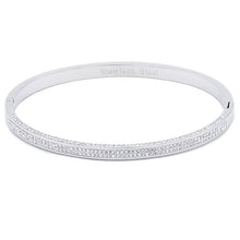 Load image into Gallery viewer, All Side Covered CZ Stainless Steel Bangle Bracelet
