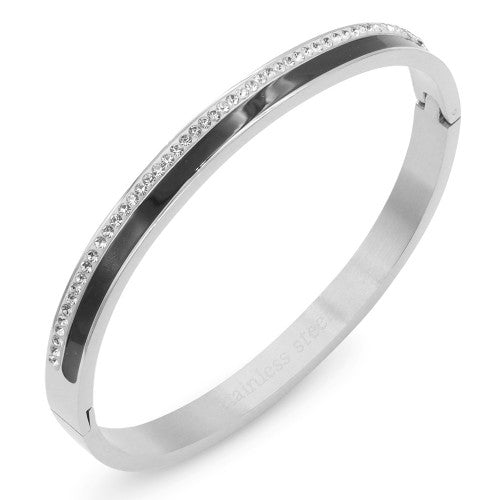 Tow the Line CZ Stainless Steel Bracelet