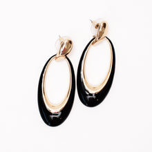 Load image into Gallery viewer, Elongated Oval Dangle Enamel Earrings
