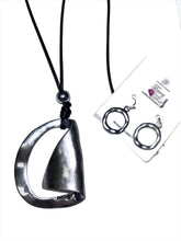 Load image into Gallery viewer, Folded Metal Weathered Necklace and Earrings
