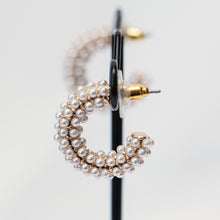 Load image into Gallery viewer, Petite Pearl Open Hoops
