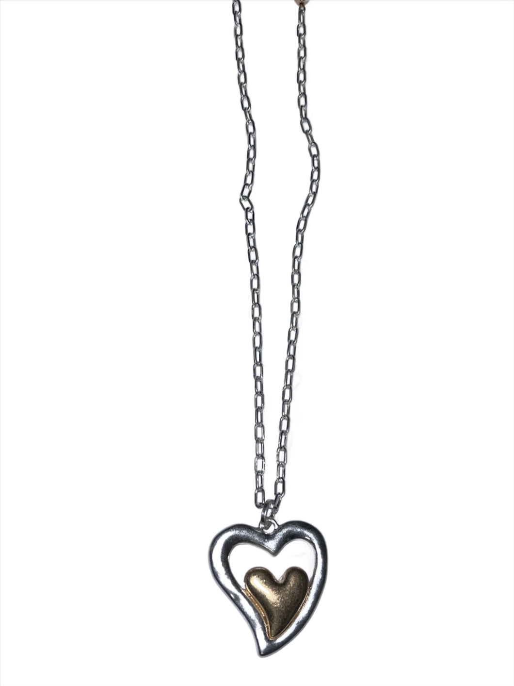 Love Yourself Long Duo Tone Heart Necklace