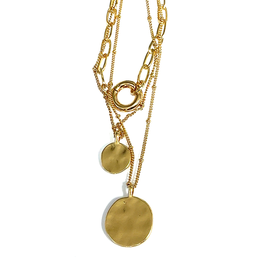 Triple Layer Disk Necklace