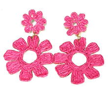 Load image into Gallery viewer, Raffia Wrapped Flower Power Colorful Earrings

