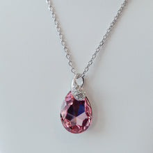 Load image into Gallery viewer, Swarovski Crystal large Rose Tear Drop Necklace
