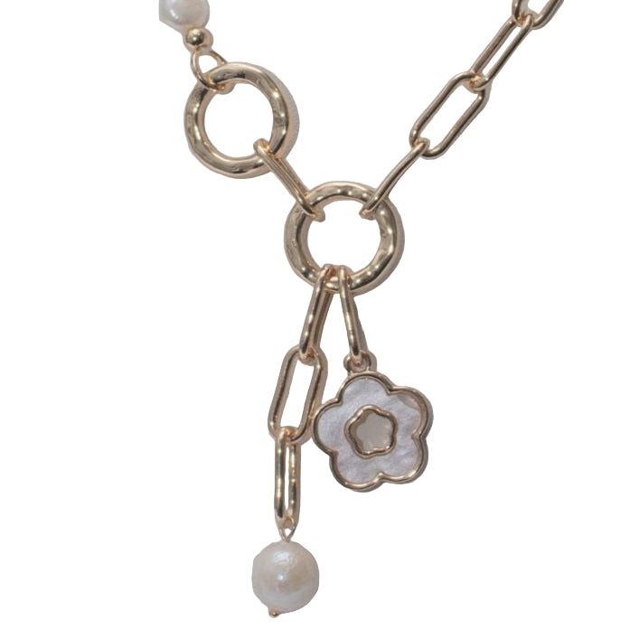 Pearl Floret Chain Link Necklace