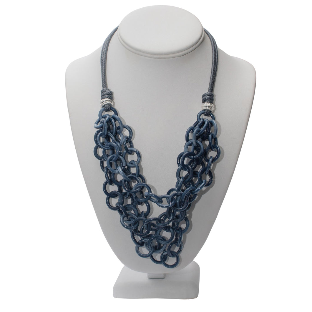 Blue Cascade Corded Necklace