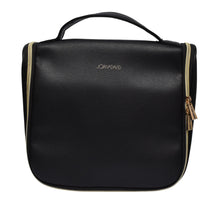 Load image into Gallery viewer, Elegant Black Vegan Leather Toiletry Bag
