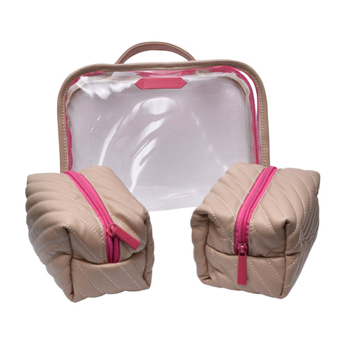 3 Piece Clear Cosmetic Set