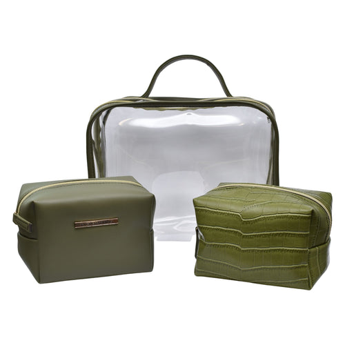 3 Piece Clear Cosmetic Set