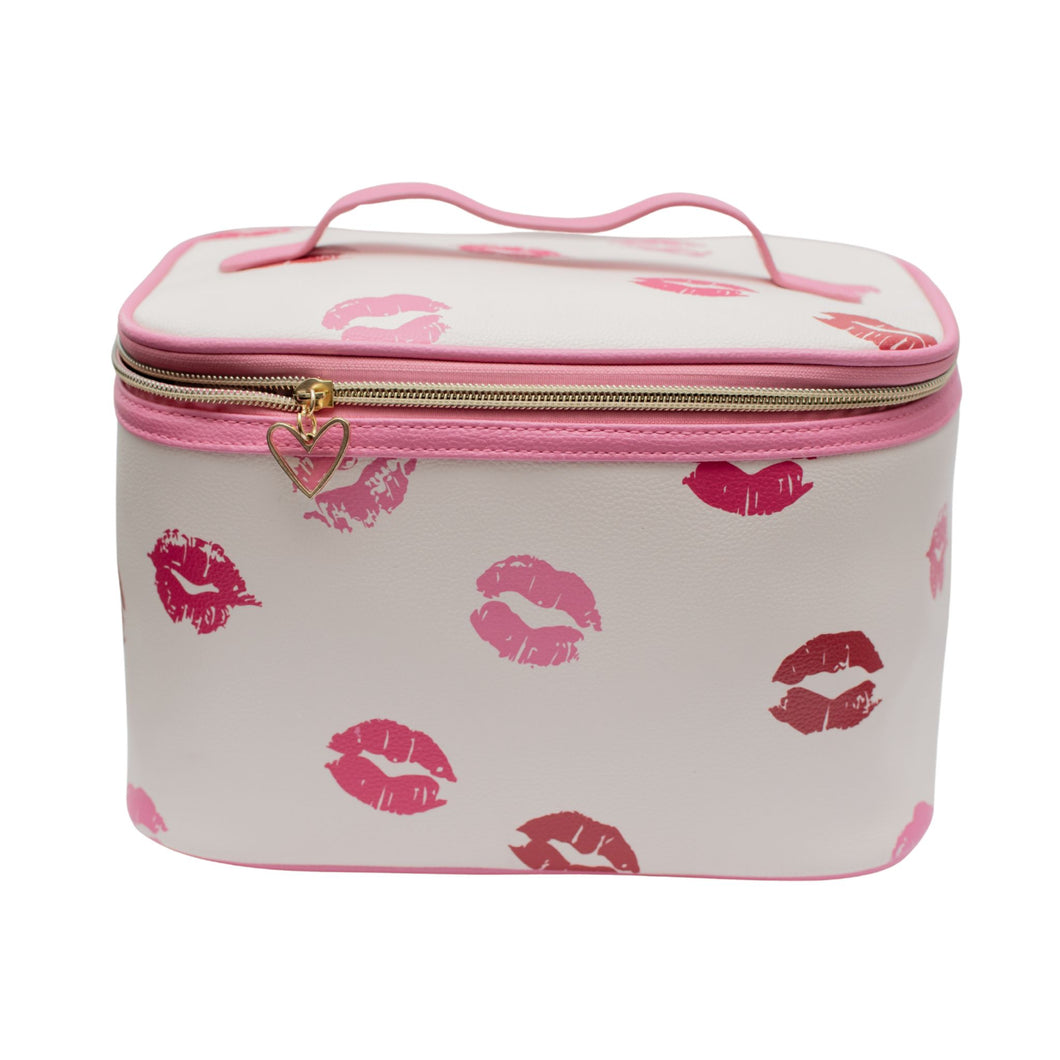 Hot Lips Train Case Cosmetic Bag