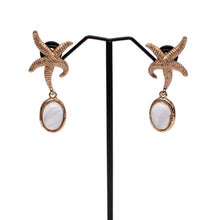 Load image into Gallery viewer, Starfish Oval Glass Drop Earrings
