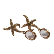 Load image into Gallery viewer, Starfish Oval Glass Drop Earrings
