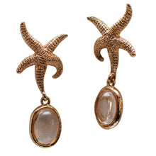 Load image into Gallery viewer, Starfish Oval Glass Drop Earrings
