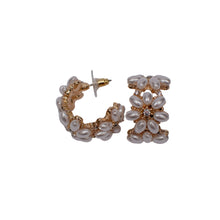 Load image into Gallery viewer, Pearlescent Petals Open Hoop Earrings
