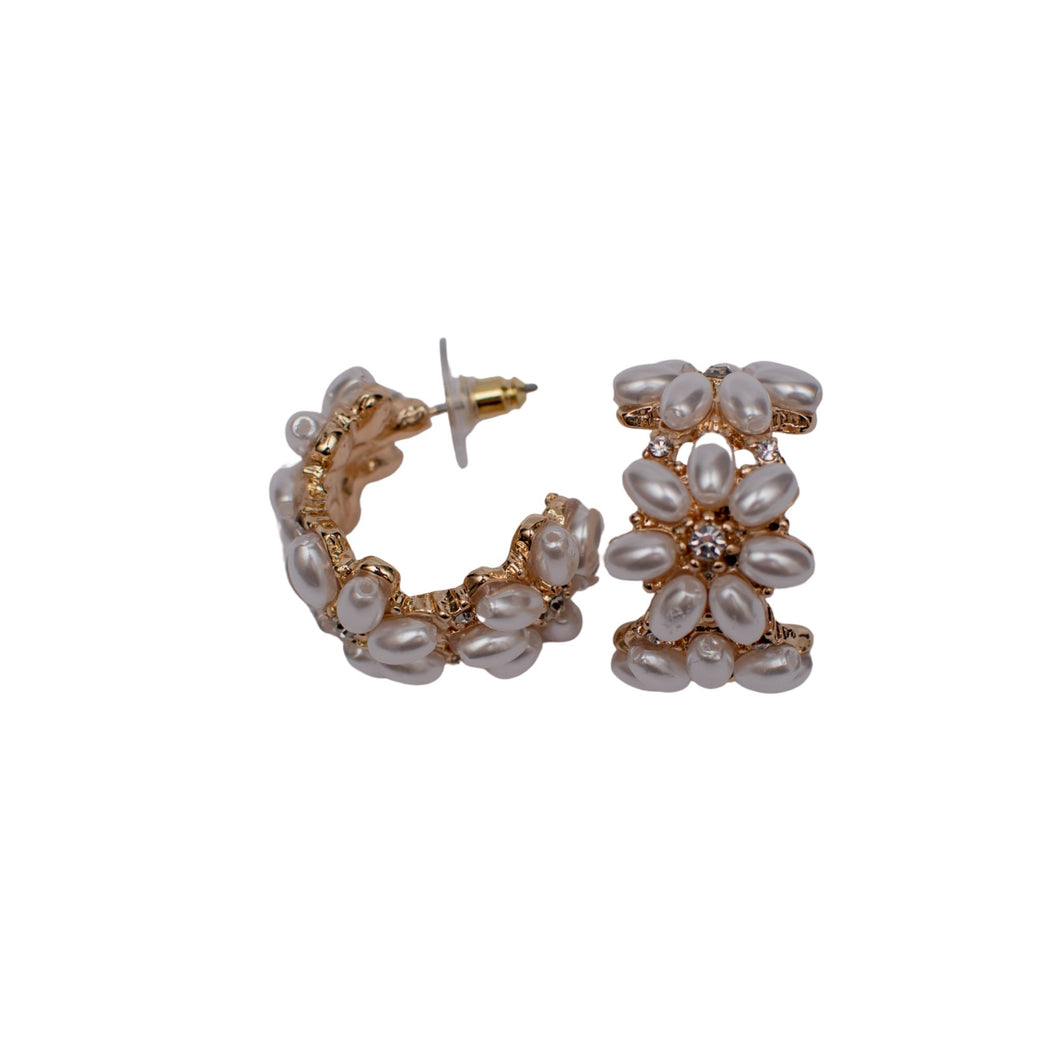 Pearlescent Petals Open Hoop Earrings