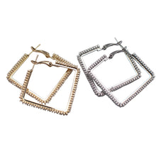 Load image into Gallery viewer, Straight Edge Sparkle Hoops

