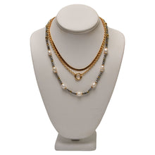 Load image into Gallery viewer, Triple Strand Gold Hematite Pearl Necklace
