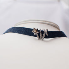 Load image into Gallery viewer, Falling Star Swarovski Crystal Denim Choker
