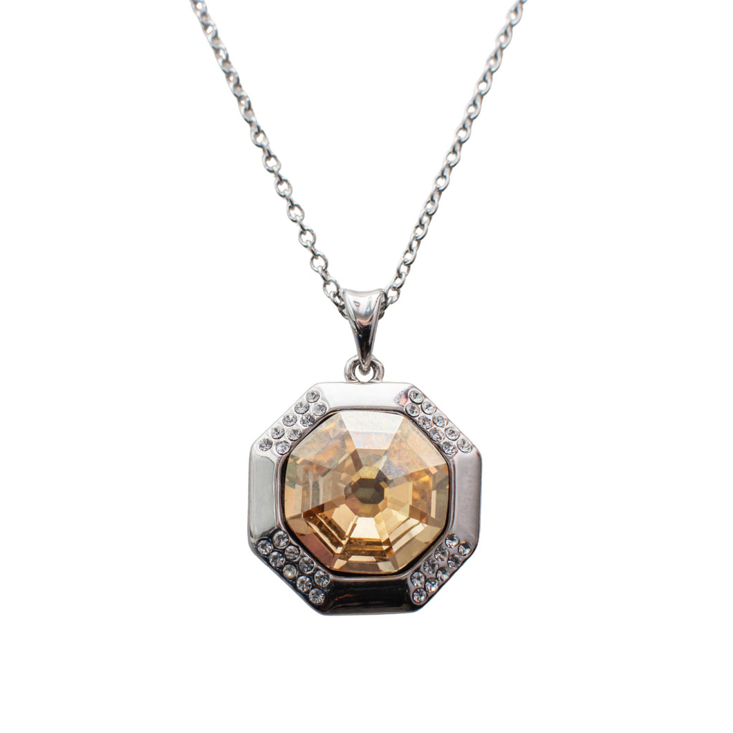 Octaglow Amber Swarovski Crystal Necklace