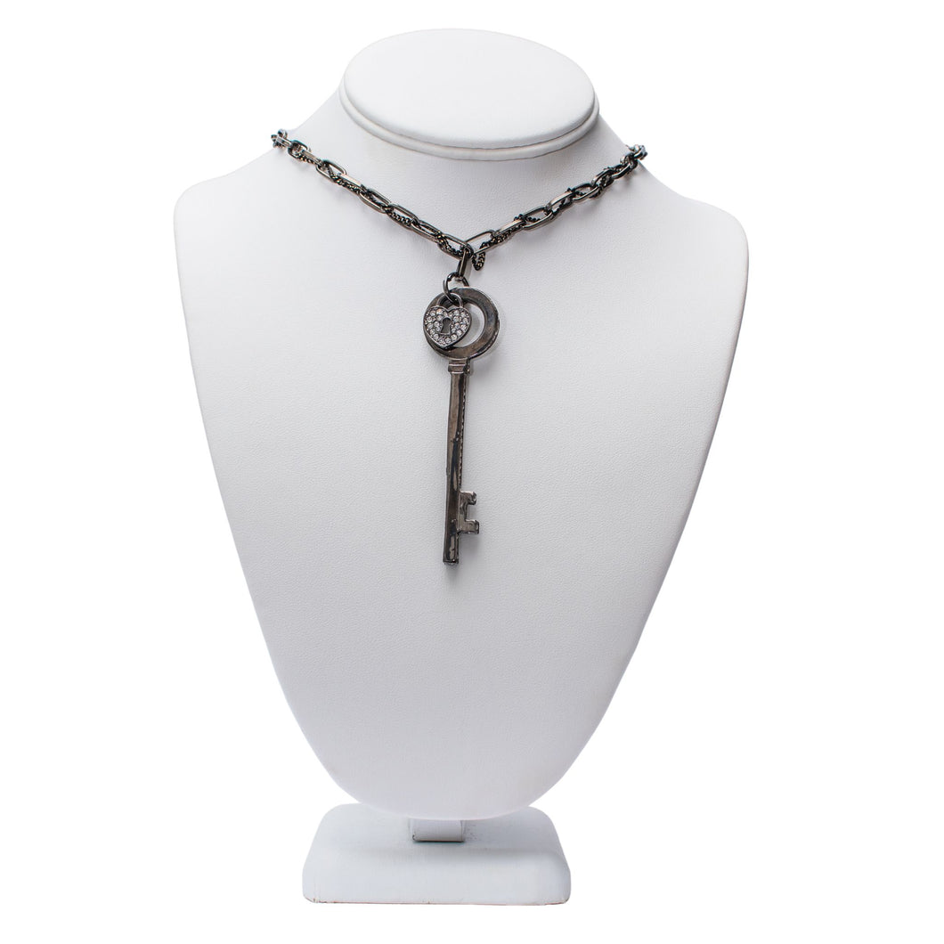 Black Key Swarovski Crystal Necklace
