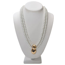 Load image into Gallery viewer, Double The Pearls Necklace with Gold Pendant
