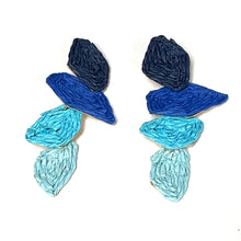 Load image into Gallery viewer, Raffia Wrap Organic Shapes Drop Colorful Earrings
