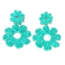 Load image into Gallery viewer, Raffia Wrapped Flower Power Colorful Earrings
