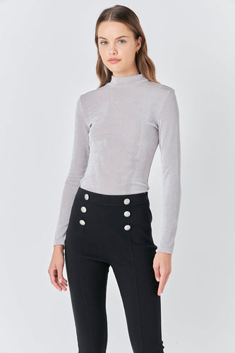 Sassy Sheen Stretch Long Sleeve Top