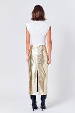 Load image into Gallery viewer, Pure Gold Baby! Faux Leather Maxi Skirt
