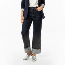 Load image into Gallery viewer, Bedazzled Dark Denim Cuffed Jeans
