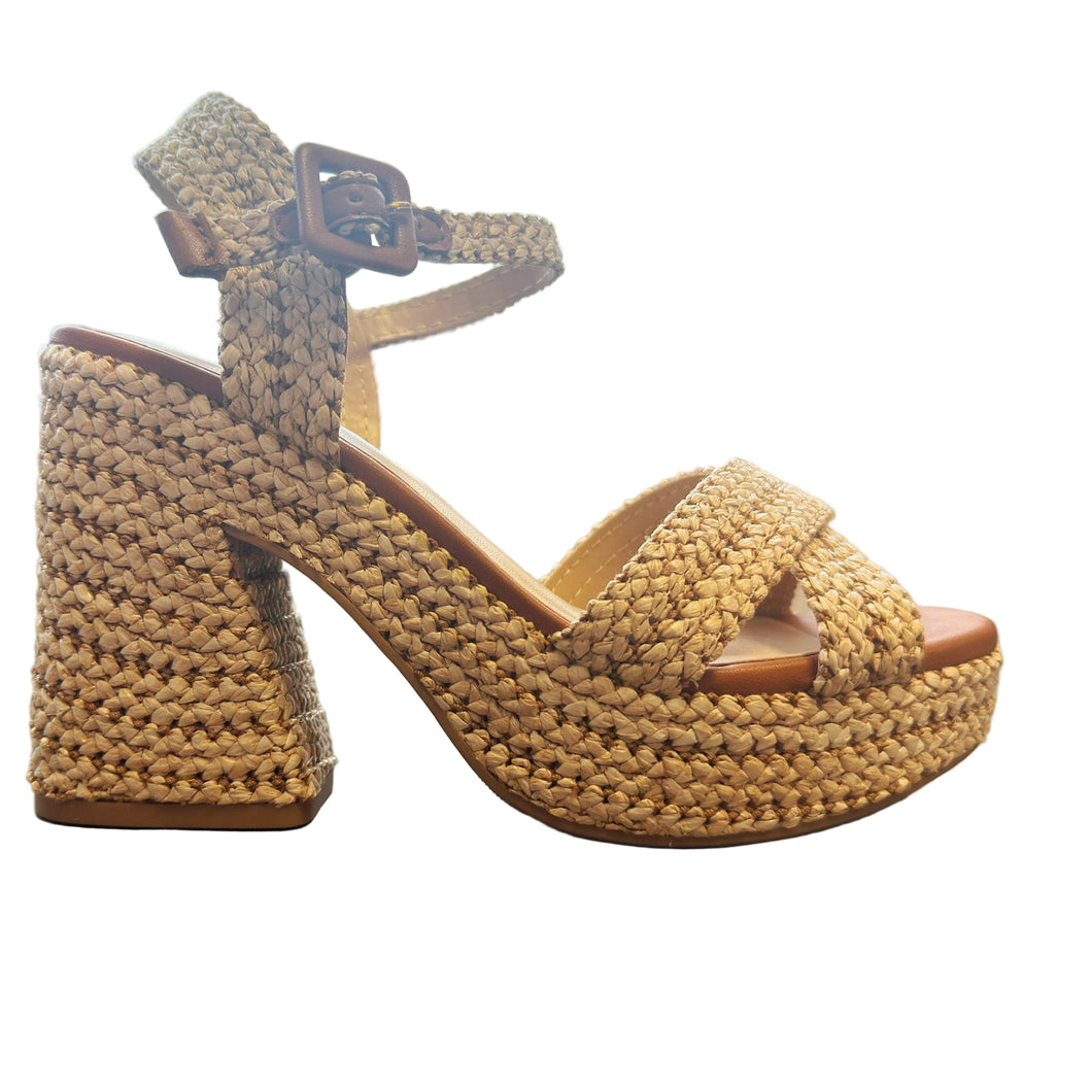 Summer Lovin Raffia Chunk Heel Shoe